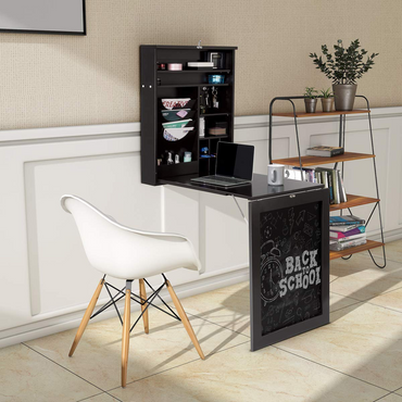 Tangkula Bureau Mural, Bureau Flottant avec Tableau Noir, Bureau Pliant Gain de Place