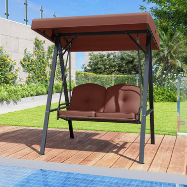 Tangkula 2 Person Porch Swing, Patio Swing with Adjustable Canopy