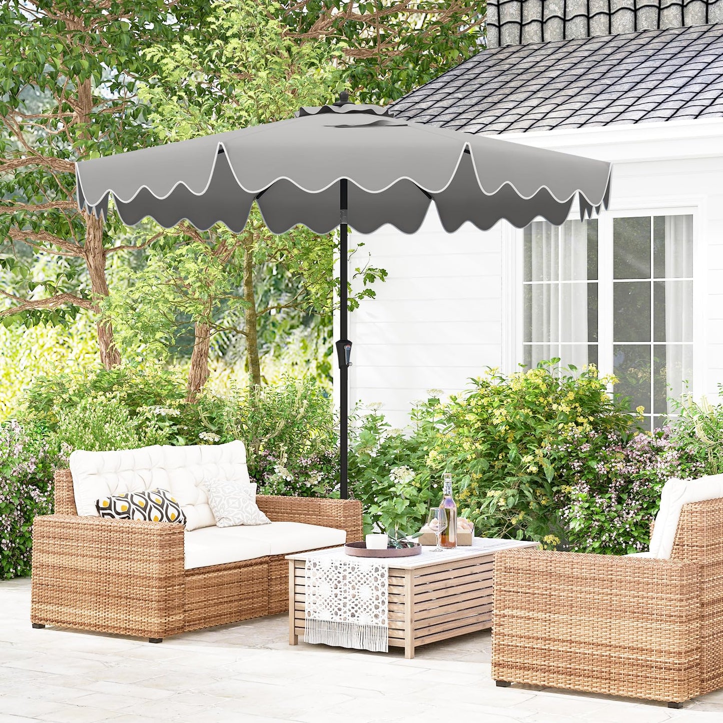 Tangkula 9 FT Patio Umbrella with Crank Handle