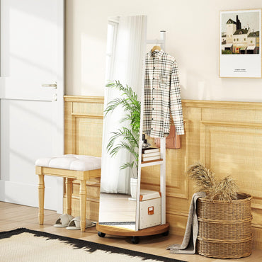 Tangkula Full Length Mirror with Coat Rack for Living Room