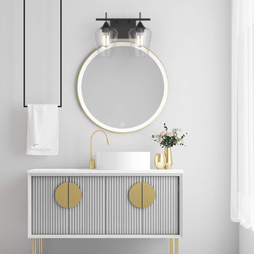Tangkula 2-Light Wall Sconce, Industrial Vanity Light Fixture with Clear Seeded Glass Lampshade