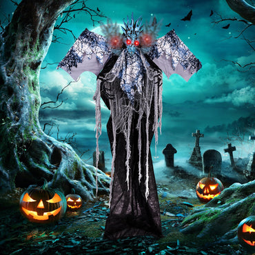 Tangkula Dragon animé d'Halloween de 1,8 m avec yeux lumineux, ailes et bras articulés