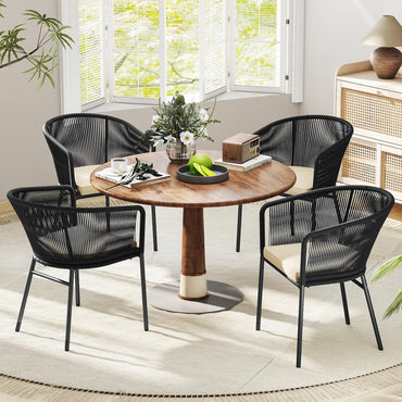 Tangkula Patio Chairs Set of 4 w/Curved Backrest