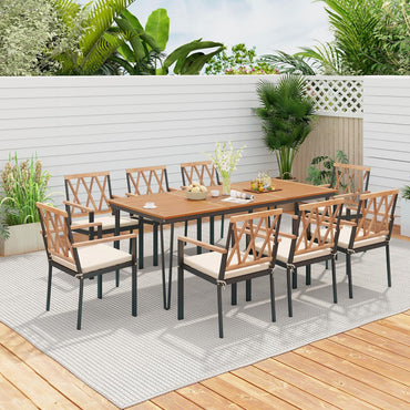 Tangkula 9 Piece Patio Dining Set(Natural)