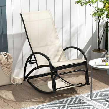 Tangkula Chaise à Bascule d'extérieur, Chaise Longue Convertible 2 en 1 avec Dossier Réglable sur 4 Niveaux