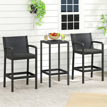 Tangkula 3 Pieces Patio Bar Set for Garden