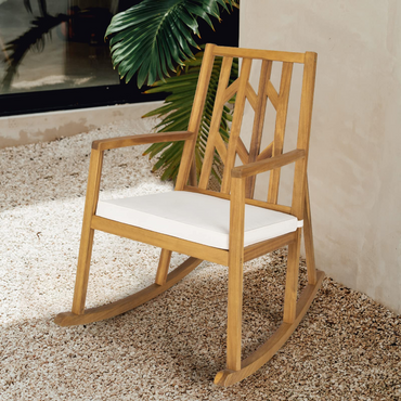 Chaise à bascule de patio en bois d'acacia Tangkula, fauteuil à bascule d'extérieur pour porche