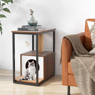 Table d'appoint pour arbre à chat Tangkula, meuble pour chat moderne avec condo pour chat