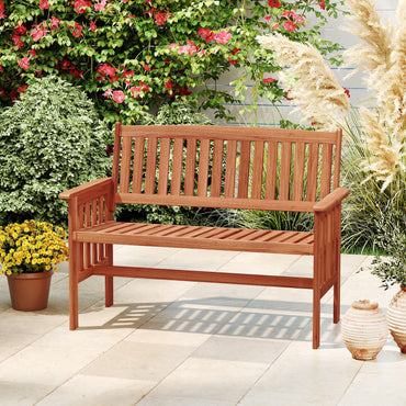 Tangkula Outdoor Wood Garden Bench for Front Porch