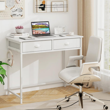 Bureau d'ordinateur Tangkula avec 2 tiroirs de rangement et 4 crochets