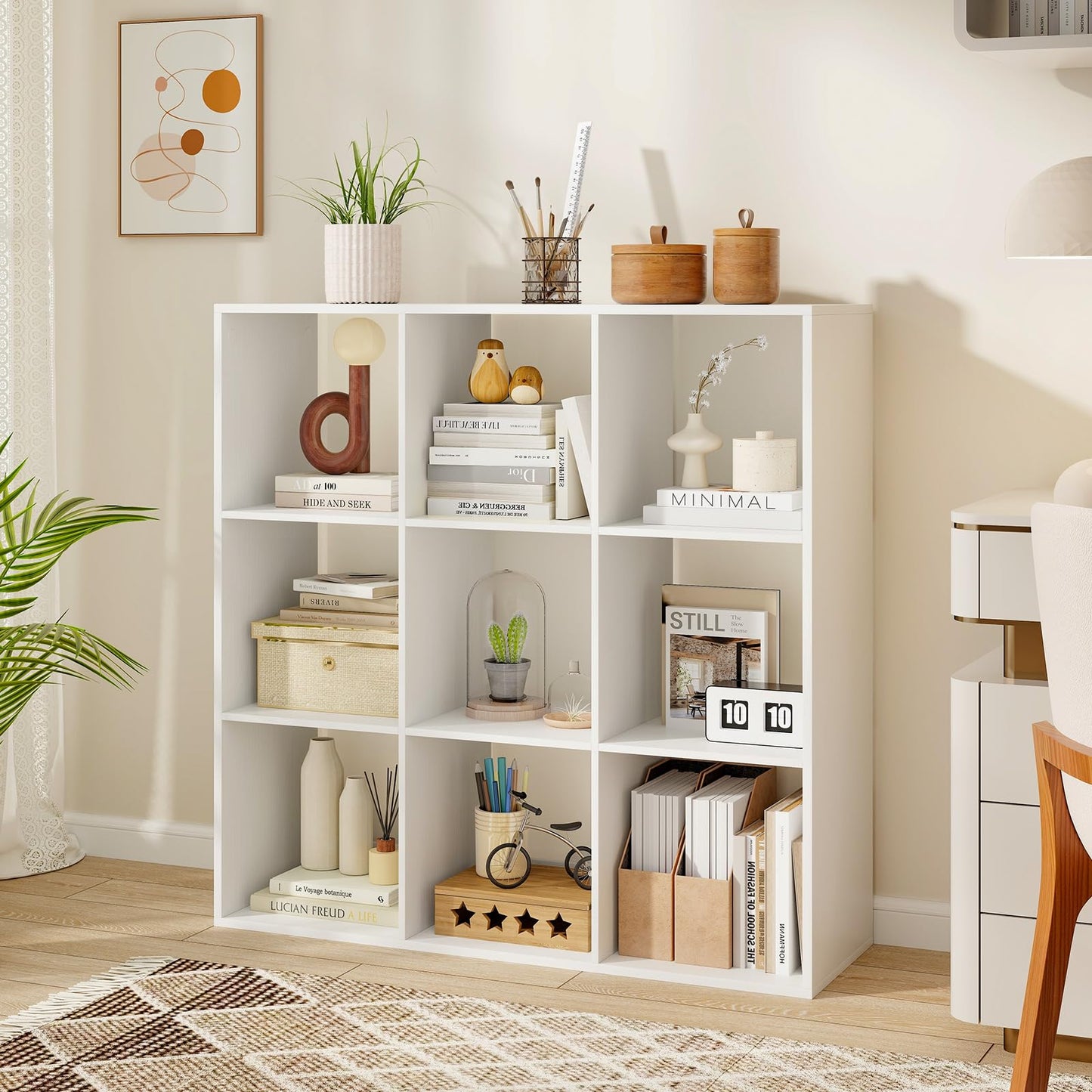 Tangkula 9-Cube Bookcase, 4-Tier Bookshelf with Open Compartments