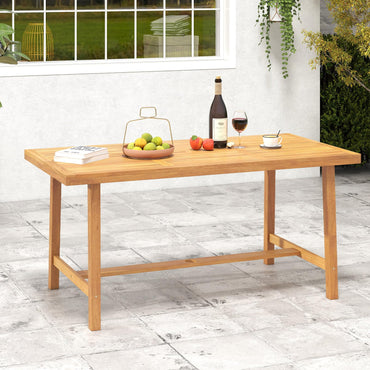 Tangkula Table à manger en bois d'acacia 63 po pour 6 personnes