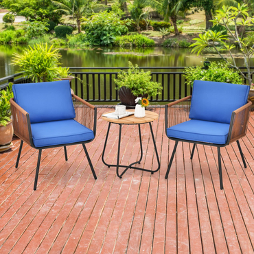 3 Pieces Patio Bistro Set, Outdoor Conversation Chair Set with Coffee Table