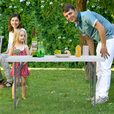 Tangkula 4 ft Folding Table, Portable Picnic Table with 3 Adjustable Height