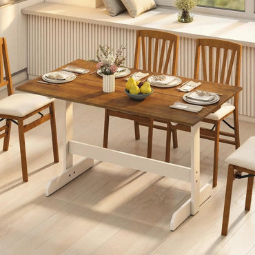 Tangkula Table à manger rectangulaire de 140 cm pour 4 à 6 personnes pour salle à manger et salon