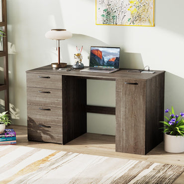 Tangkula Bureau Informatique de 53" avec 4 Tiroirs de Rangement