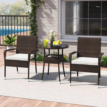 Tangkula 3 Piece Patio Furniture Set with Sturdy Metal Frame for Porch