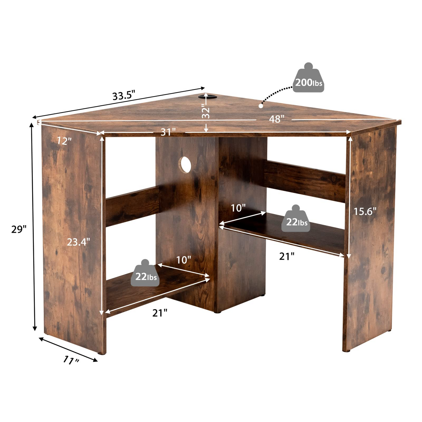 90 Degrees Triangle Corner Computer Desk - Tangkula