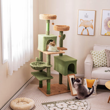 Arbre à chat Tangkula Cactus, tour à chat de 160 cm de haut avec poteaux à griffer en sisal