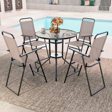 TAGNKULA Tabourets de bar pliables d'extérieur, lot de 2 ou 4, chaises de salle à manger de patio, tabourets de bar d'extérieur avec accoudoirs
