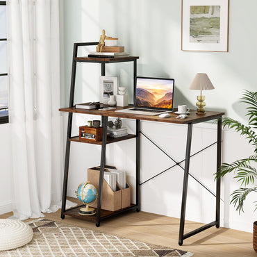 Bureau informatique Tangkula avec étagères, bureau compact pour la maison avec bibliothèque de rangement à 3 niveaux en forme d'échelle