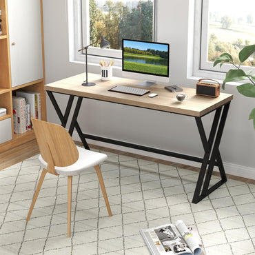Tangkula 59" Home Office Desk with Heavy-Duty Metal Frame & Crossbar