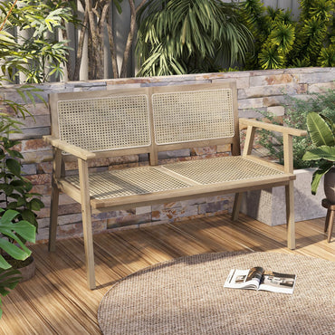Banc de jardin extérieur en teck Tangkula, banc de patio 2 places