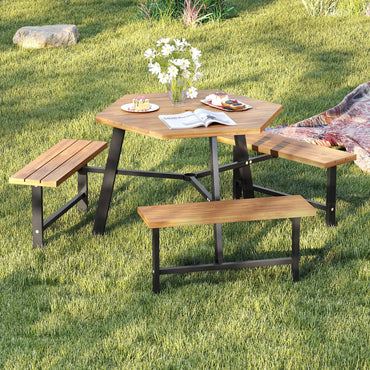 Table de pique-nique Tangkula 6 personnes en bois d'acacia