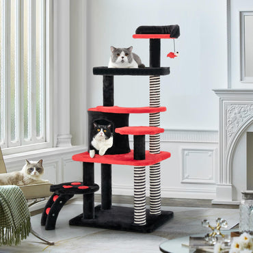 Arbre à chat gothique Tangkula, tour à chat noire de 52 pouces avec lit pour chat en forme de cercueil, condo pour chat, arbre à chat gothique effrayant pour chats d'intérieur