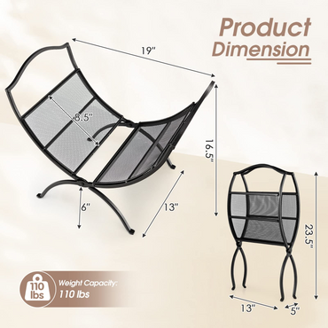 Tangkula Folding Firewood Log Rack, Heavy Duty Firewood Storage Carrier with Arched Feet