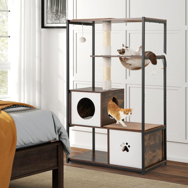 Tangkula Modern Cat Tree 52 Inch Multi-Level Cat Tower for Indoor Cats