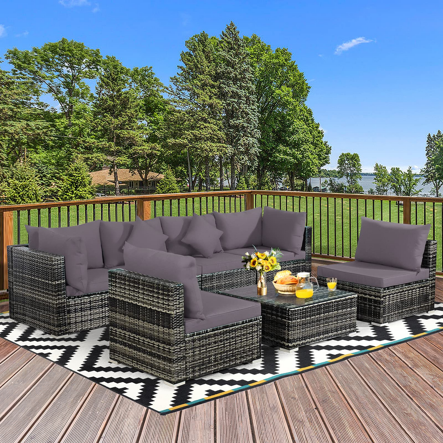 7-Piece Patio Furniture Set, Outdoor Sectional PE Rattan Sofa Set