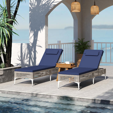 Tangkula Patio Chaise Lounge Chair PE Wicker Reclining Sun Lounger with 6-Level Adjustable Backrest
