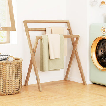 Tangkula Freestanding Towel Rack with 3 Hanging Crossbars