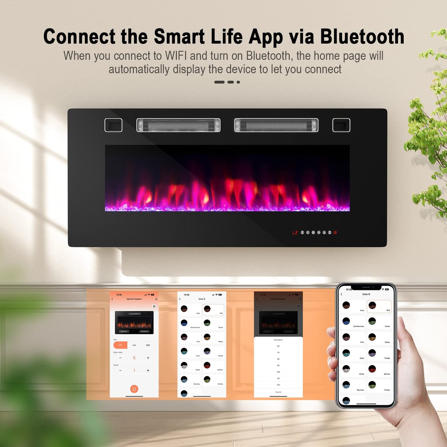 Tangkula Electric Fireplace Insert(42 inches/50 inches/72 inches)