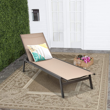 Chaise longue d'extérieur Tangkula, fauteuil inclinable réglable sur 6 positions avec tissu respirant et cadre en acier robuste