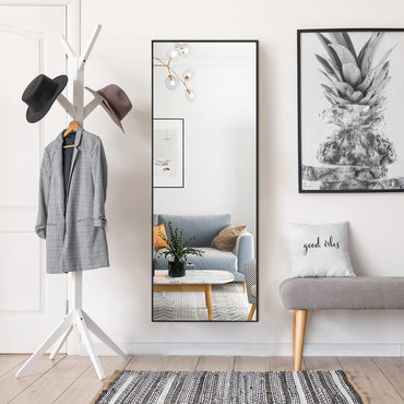 Miroir pleine longueur Tangkula 59" x 22", miroir intégral avec cadre rectangulaire en aluminium et verre antidéflagrant