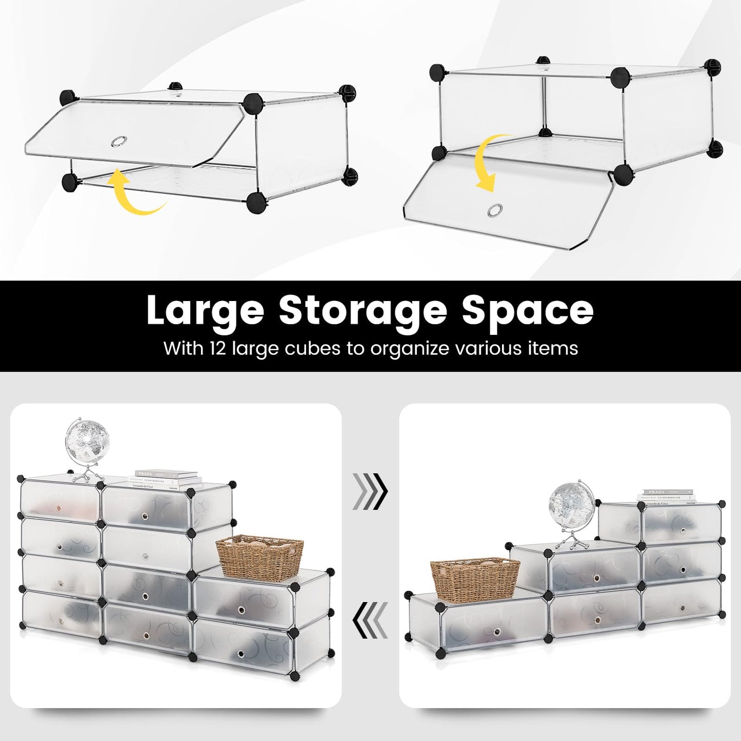 Tangkula 12-Cube Shoe Rack, DIY Cubes Storage Cabinet