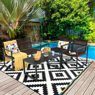 Ensemble de mobilier de patio Tangkula 4 pièces, ensemble de canapé de conversation extérieur avec table basse