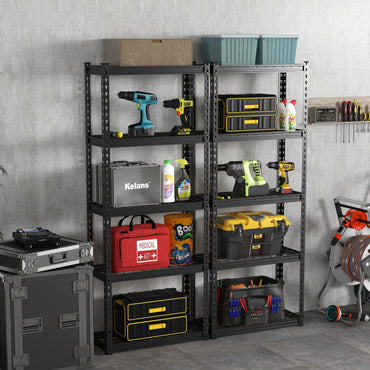 Étagères de Rangement de Garage à 5 Niveaux Tangkula, Étagère de Rangement en Métal Robuste, 27.5" L x 12" P x 66" H