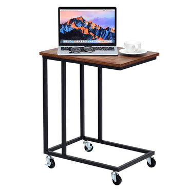 Tangkula Table d'appoint mobile industrielle, Table de bout mobile pour café et tablette