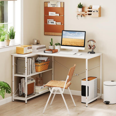 Tangkula L-Shaped Computer Desk with Reversible Shelves