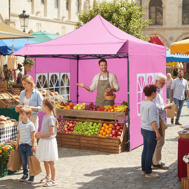 Tangkula Outdoor Tent with 3 Sidewalls & Awning for Party Picnic Event Beach Camping