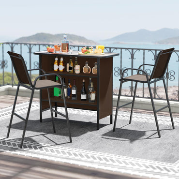 Tangkula 3 Piece Outdoor Bar Set for Backyard