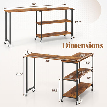 Tangkula Large 360° Free Rotating Sofa Side Table