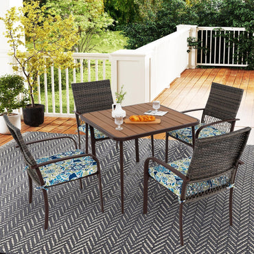 Tangkula Table de salle à manger carrée de patio (89 cm x 89 cm)