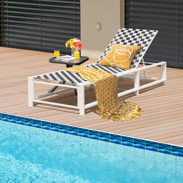 Chaise longue de patio Tangkula réglable avec roulettes, chaise longue d'extérieur avec tissu respirant et cadre en métal robuste