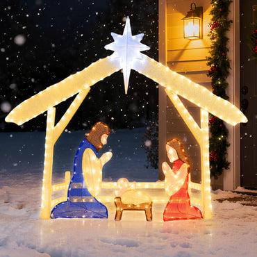 Crèche de Noël lumineuse Tangkula de 1,43 m