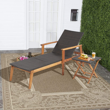 2 Piece Patio Chaise Lounge & Table Set - Tangkula