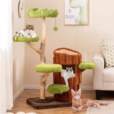Tangkula Solid Wood Cat Tree for Indoor Cats Large Adult